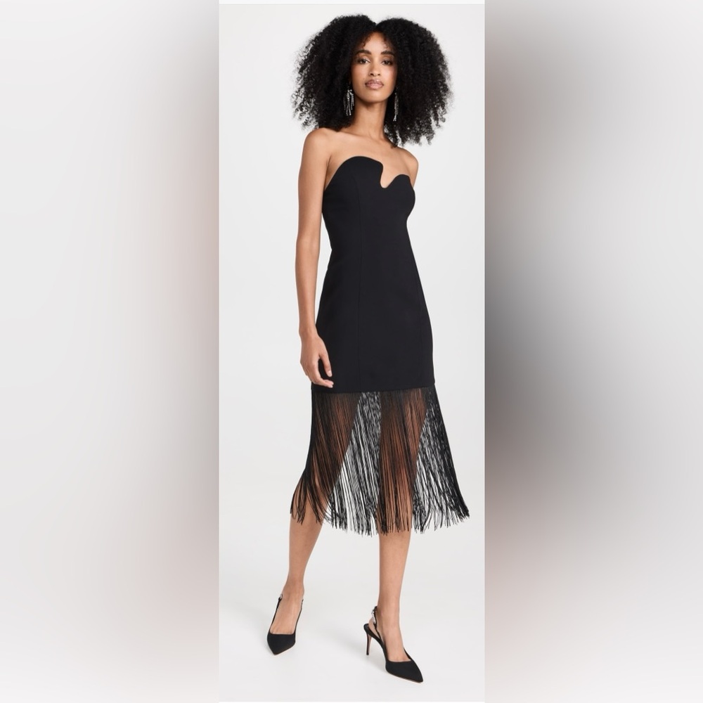 Amanda Uprichard Strapless Puzzle Dress with Fringe